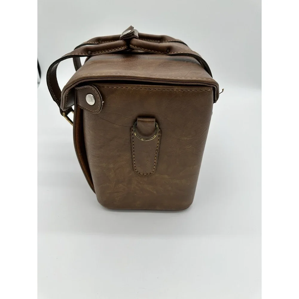 Vintage Camera Bag Satchel Case‎ Hard Shell Faux Leather Brown Small